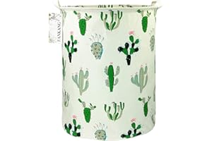 FANKANG Storage Basket, Nursery Hamper Canvas Laundry Basket Foldable with Waterproof PE Coating Large Storage Baskets for Kids Boys and Girls, Office, Bedroom, Clothes,Toys（Cactus）