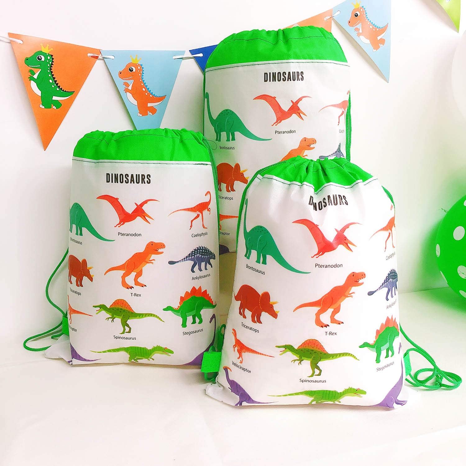 Keaparty Dinosaur Party Favor Bags, Dinosaur Drawstring
