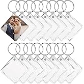 Framendino, 16 Pack Sublimation Blank Leather Keychain White Square Shaped Heat Transfer Bouble Side Key Ring Tag for Personalized DIY Photo Crafts