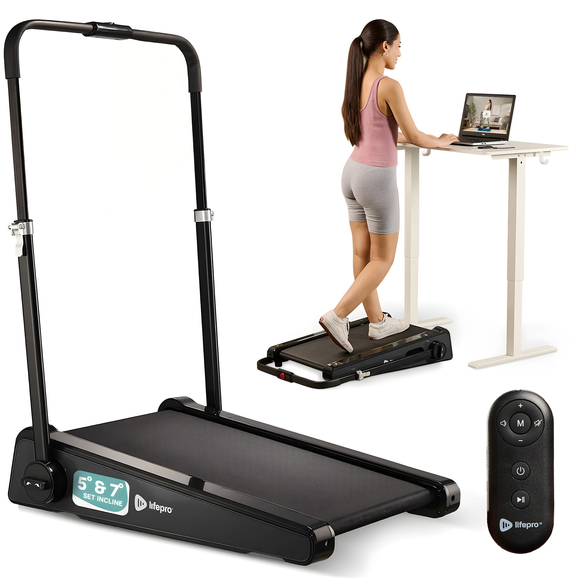 Photo 1 of LifePro PacerMini Compact Small Walking Pad Treadmill with Incline – Under Desk Walking Treadmill for Home Mini Apartment & Office Portable Low Profile Quiet Electric with Remote Control & LED Display