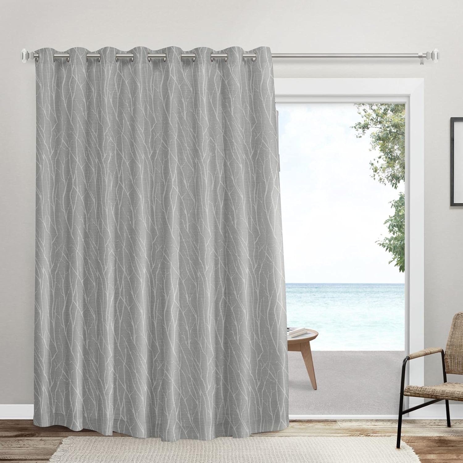 Outdoor Curtains - Exclusive Home Forest Hill Patio Room Darkening Blackout Grommet Top Patio Curtain Panel, 108