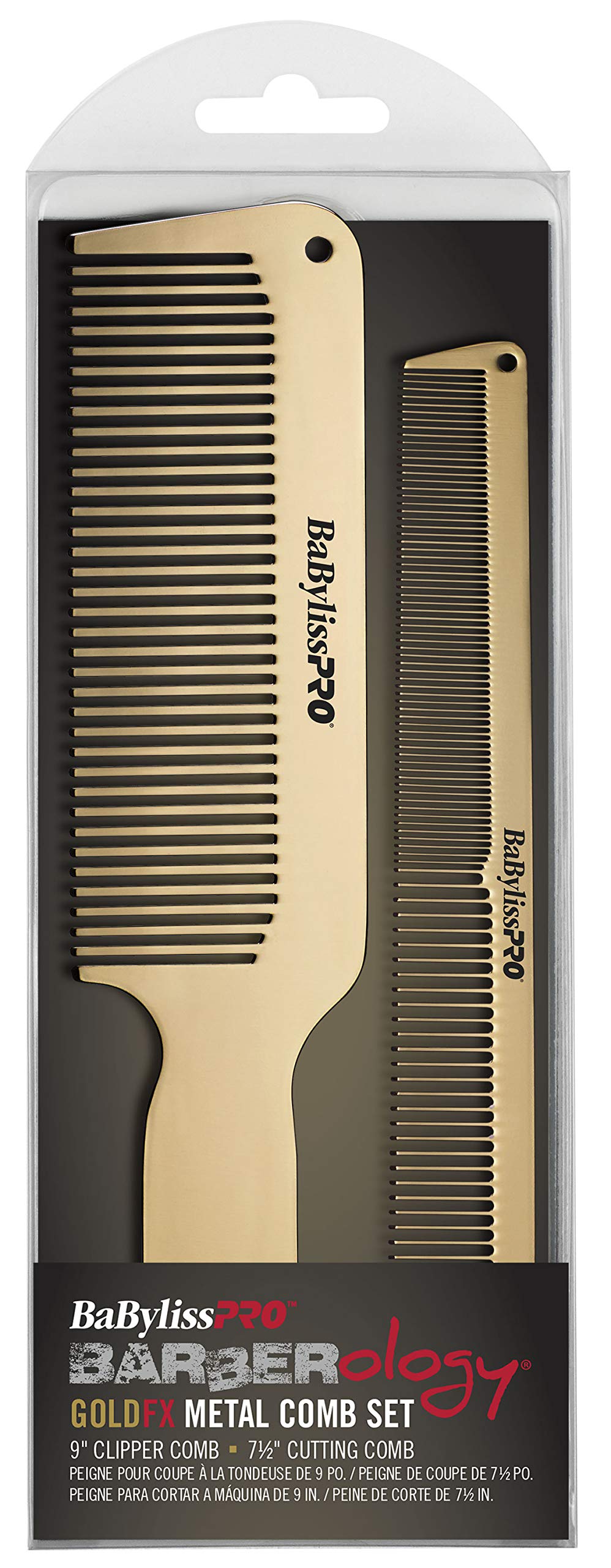 BaBylissPRO FX Metal Comb Set - BCOMBSET2G - Gold For Unisex 2 Pc Comb