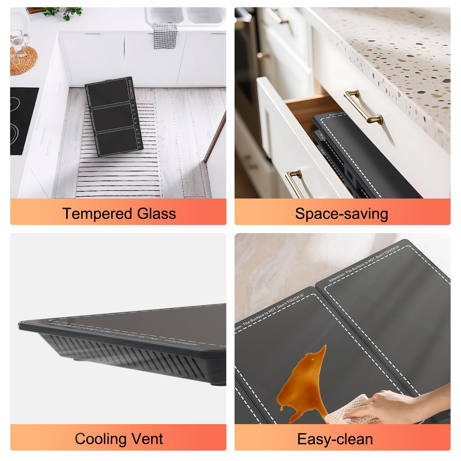 Warming Trays for Buffets Party to Keep Food Warm, 3-in-1 Modular Electric Food Warmers w/ 10 Heat Settings and 12H Timer, Tempered Glass Surface Warming Mat for Food, Catering, Gatherings