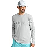 HUK Mens Long Sleeve Cotton Fishing Logo T-Shirt, Soft Comfortable Casual Tee
