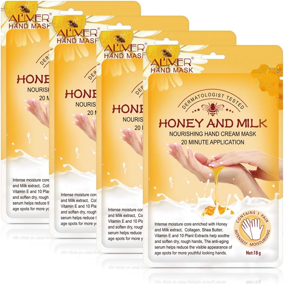 Hand Peel Mask 3 Pack, Moisturizing Gloves, Repair Rough Skin Remove Dead Skin, Exfoliating Hand Peeling Mask, Moisture Enhancing Gloves for Dry Hands (Honey)