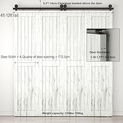 CCJH 12FT Bi-Folding Sliding Barn Door Hardware Kit