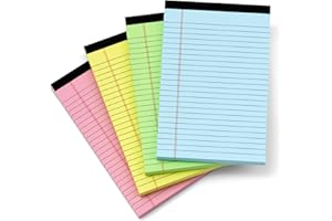 ZAVIKO Colored Legal Pads 5x8, 4 Pack, Lined Note Pads 5x8 College Ruled, Note Paper 5x8, Pink Notebook Paper 5x8 Colored Notepads, Pink Legal Pads 5x8 Lined Paper, 80 GSM Pastel Pads of Paper, 30 Sheets/Pad