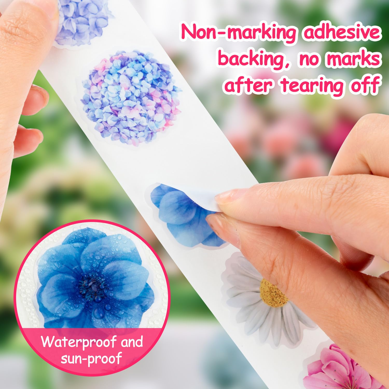 1200Pcs Flower Stickers, Flower Stickers Roll for Kids, Flower Roll Sticker for Scrapbooks, Water Bottle, Present Boxes Decorations(16 Styles)