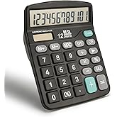 M&amp;G Desk Calculator 12 Digit Office Calculators with Large LCD Display, Dual Solar Power and Battery, Recessed Big Button Calculator for Office Home (Black)