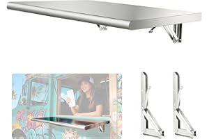 Sidasu 24x18 Inch Folding Concession Shelf, Stainless Steel Food Shelf Stand Serving for Concession Serving Window Food Truck, Kitchen, Counter