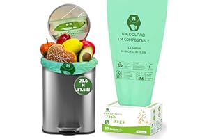 MEDOLAND BPI Certified Compostable Trash Bags 13Gallon (30 Count) - 3X Thicker Than Regular, Leak & Tear Resistant for Kitchen/Garden/Food Waste, 90-Day Breakdown in Home/Industrial Use, 0.91mils Plant-Based