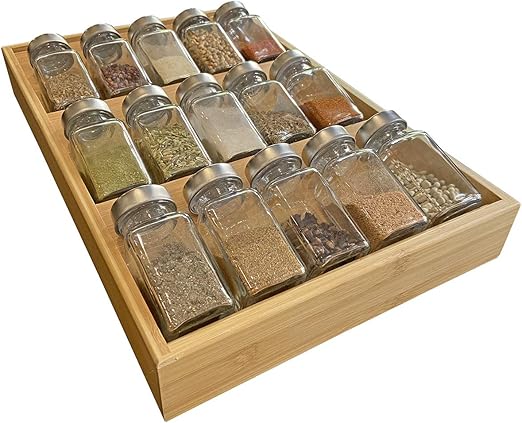 Amazon Com Simhoo Bamboo Spice Rack In Drawer Kitchen Cabinet