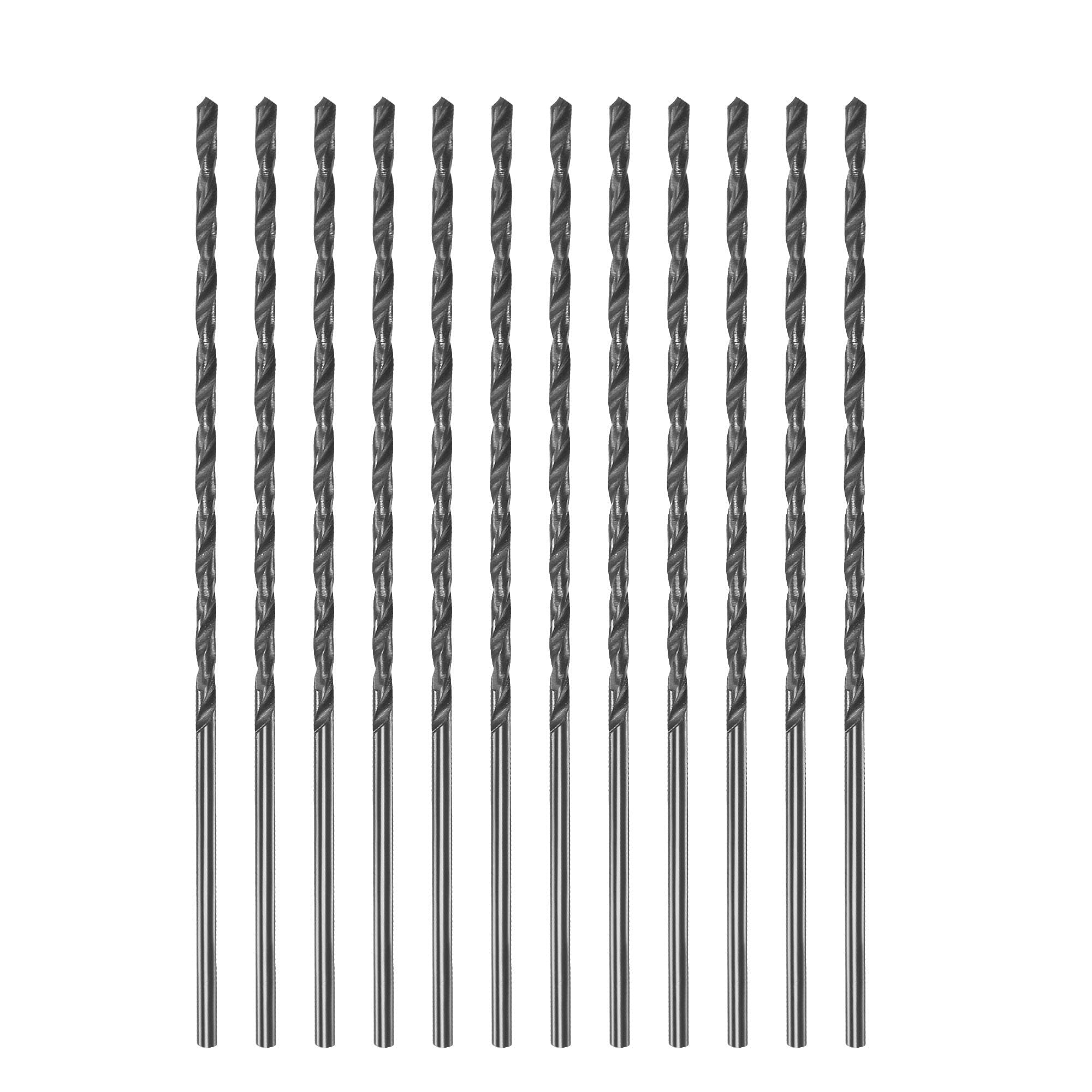 sourcing map High Speed Steel Lengthen Straight Shank Twist Drill Bit Fully Ground Black Oxide 1.5mm Drill Diameter 70mm Total Length 45mm Drill Bit Length 12 Pcs