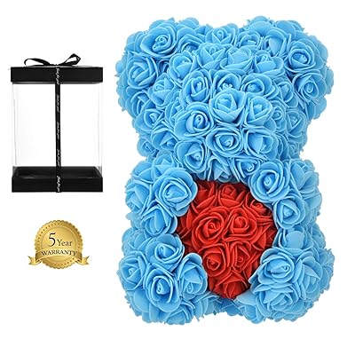 10inch Blue Rose Bear with Over 250 Flowers Cambodia Ubuy