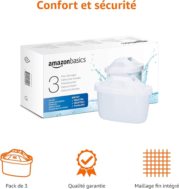 Pack de 3 cartouches filtrantes, compatibles avec toutes les carafes actuelles BRITA y compris les carafes Perfect Fit