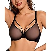 Upushall Sexy Bras for Women Sheer Plunge Unlined Mesh Comfortable Bra Underwire