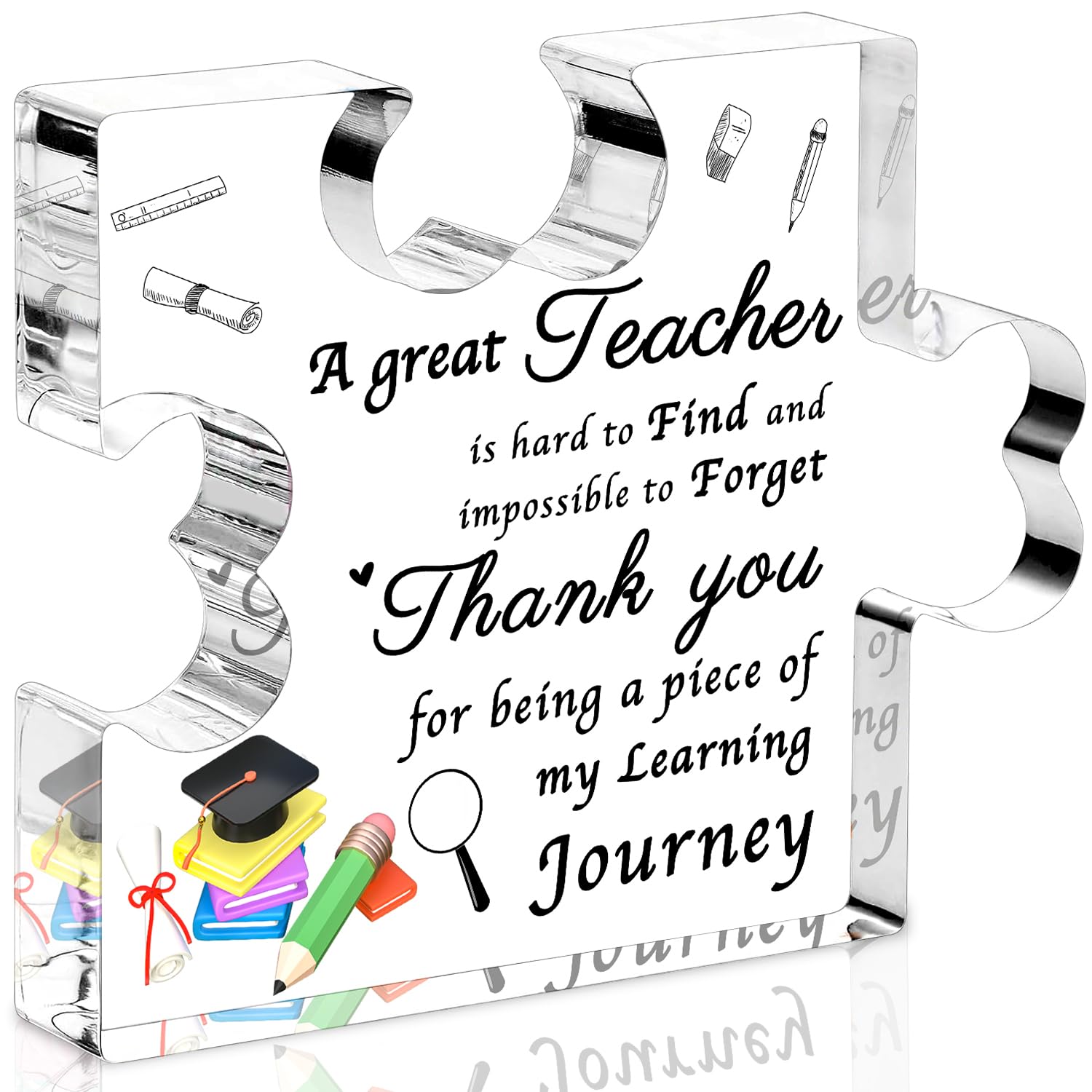 Teacher Gifts for Women Men, Teacher Christmas Gifts, Thank You Teacher Gifts - Acrylic Puzzle Plaque 10×8.2×1cm, Christmas Gifts for Teachers