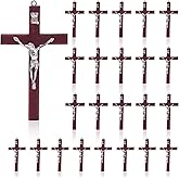 SHAOQINLIN 24 Pieces Crucifix Wall Cross, 4.7 Inch Wooden Wall Hanging Cross Wall Decor Home Decor