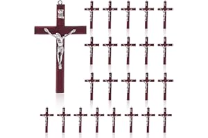 SHAOQINLIN 24 Pieces Crucifix Wall Cross, 4.7 Inch Wooden Wall Hanging Cross Wall Decor Home Decor