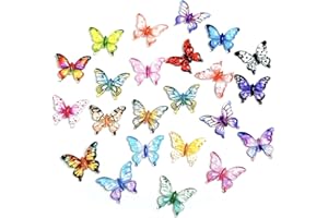 200 Pcs Mini Butterflies for Crafts - Flat Back 3D Resin Butterfly Decorations, Colorful Tiny Figurines for Nail Art, DIY, Fa