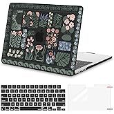 MOSISO Compatible with MacBook Air 13 inch Case 2026 2025 2024-2022 M4 A3240 M3 A3113 M2 A2681, Mixed Floral Plastic Hard Shell&Keyboard Cover&Screen Protector for MacBook Air 13.6 inch Case, Black