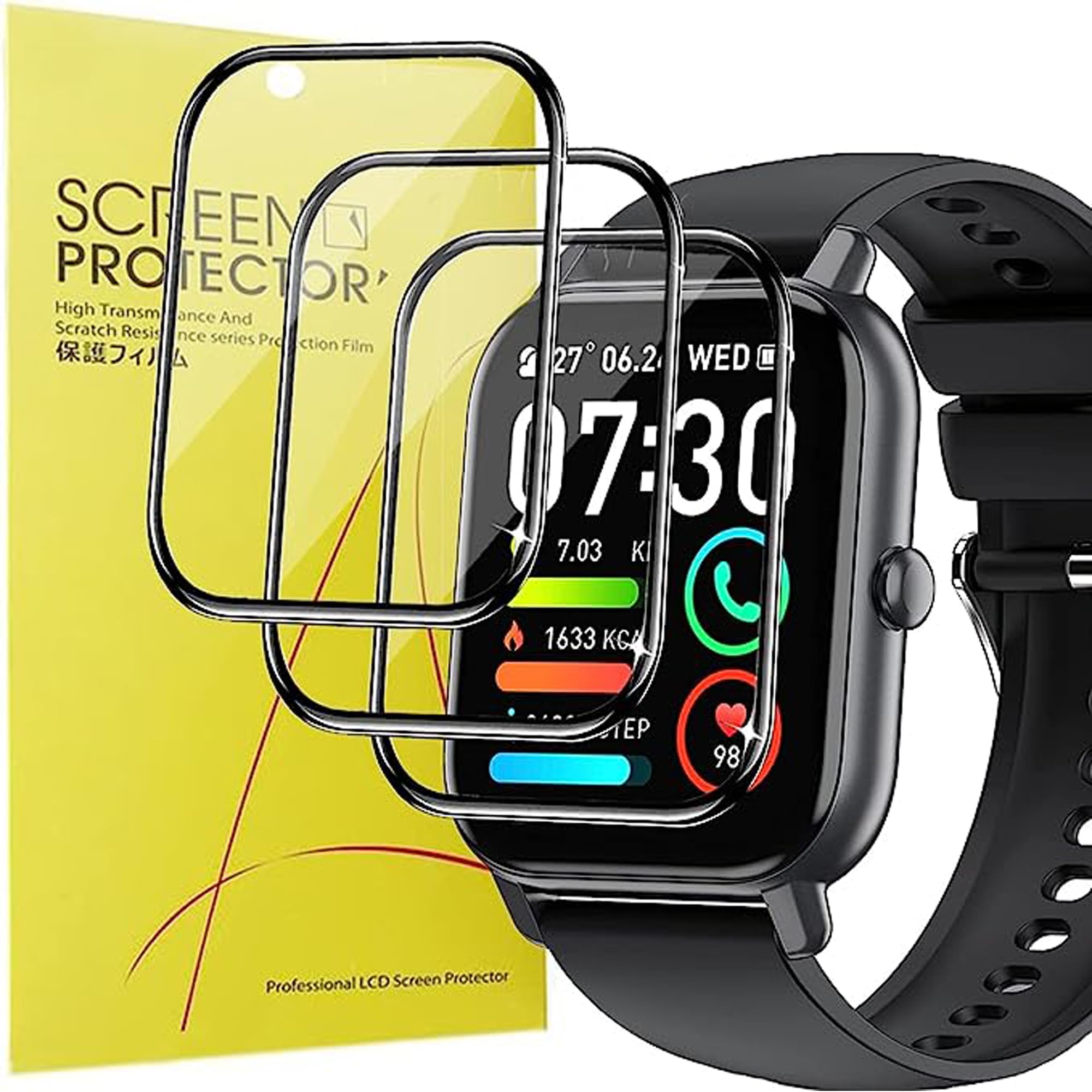 Compatible for P66D Smartwatch 1.85" Screen Protector, [3 Pack] 3D Full Coverage PET Soft Screen Protector Film Compatible with Aptkdoe P66D / Dotn P66D / Ddidbi P66D Smartwatch 1.85 inch (3 pack)