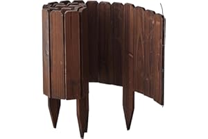 PULIJIAJU 3PACK, 12FT Total Length Wooden Garden Fence Wood Garden Edging Border No Dig Landscape Edging Decorative Flower Bed Border Courtyards Planting Tree Fence Patio Path Edging -11.8" H x 48" L