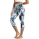 ODODOS Women's High Waisted Yoga Capris with Pockets, Tummy Control Non See Through Workout Athletic Running Capri Leggings