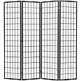 Room Divider 6Ft Folding Oriental Shoji Screen - Portable Privacy Divider with 4 Panels, Freestanding Japanese-Inspired Wood Partition Screen, White