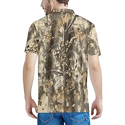 HUGS IDEA Withered Tree Leaves Polo Shirts for Men