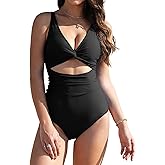 Buauty Women One Piece Swimsuit High Cut Out Swimming Suits Ruched Slimming Bathing Cross V-Neck Swimsuit for Women 2026
