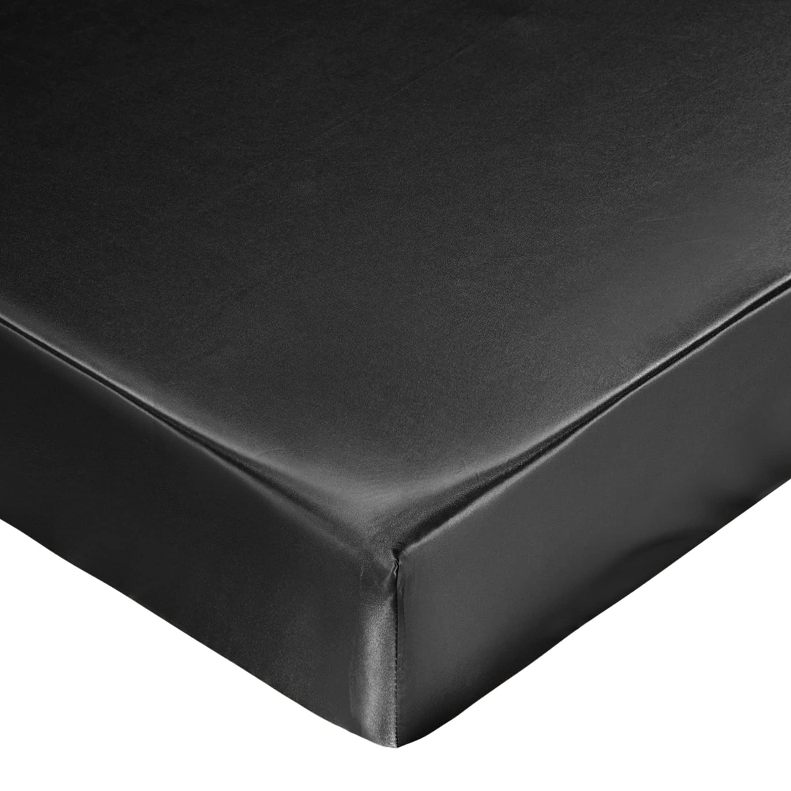 Photo 1 of SiinvdaBZX Satin Mini Crib Sheets 38 x 24In, Silky Soft Mini Portable Crib Sheets Mattress Cover  (Black)