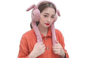 ITODA Girls Winter Earmuffs with Jump Ears, Plush Warm Ear Warmer Outdoor Cold Weather Cosplay Ear Muff Covers