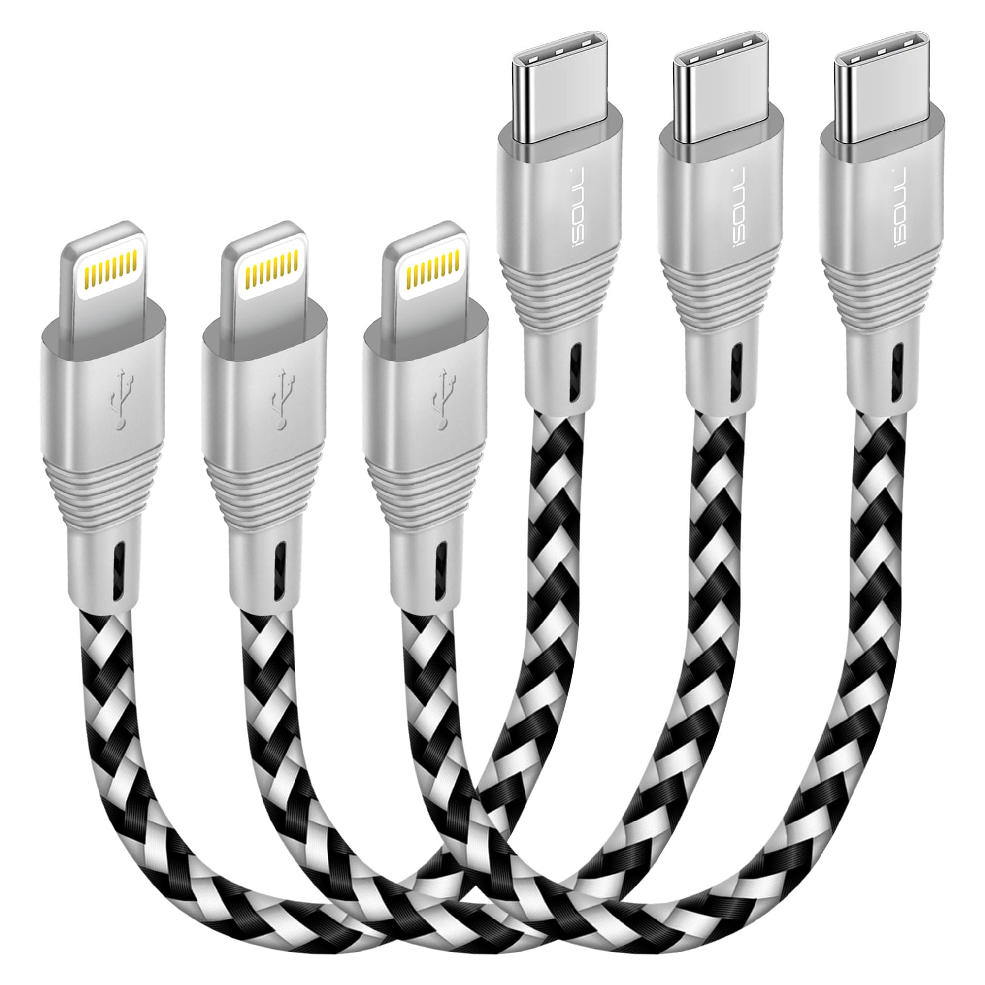 iSOUL USB C to Lightning Cable Short, 3Pack 15cm iPhone Charger Cable [Apple Approved Fast USB C Charging] Sync PD Lead For iPhone 14 13 12 11 XS XR X Pro Max Mini 8 7 6S Plus 5S SE iPad iPod AirPods