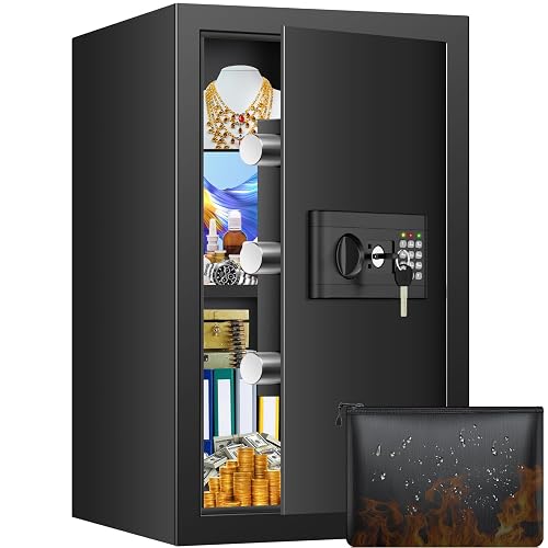 Large Safe Box, Home Safe with Fireproof Waterproof Bag, Anti-Theft ...