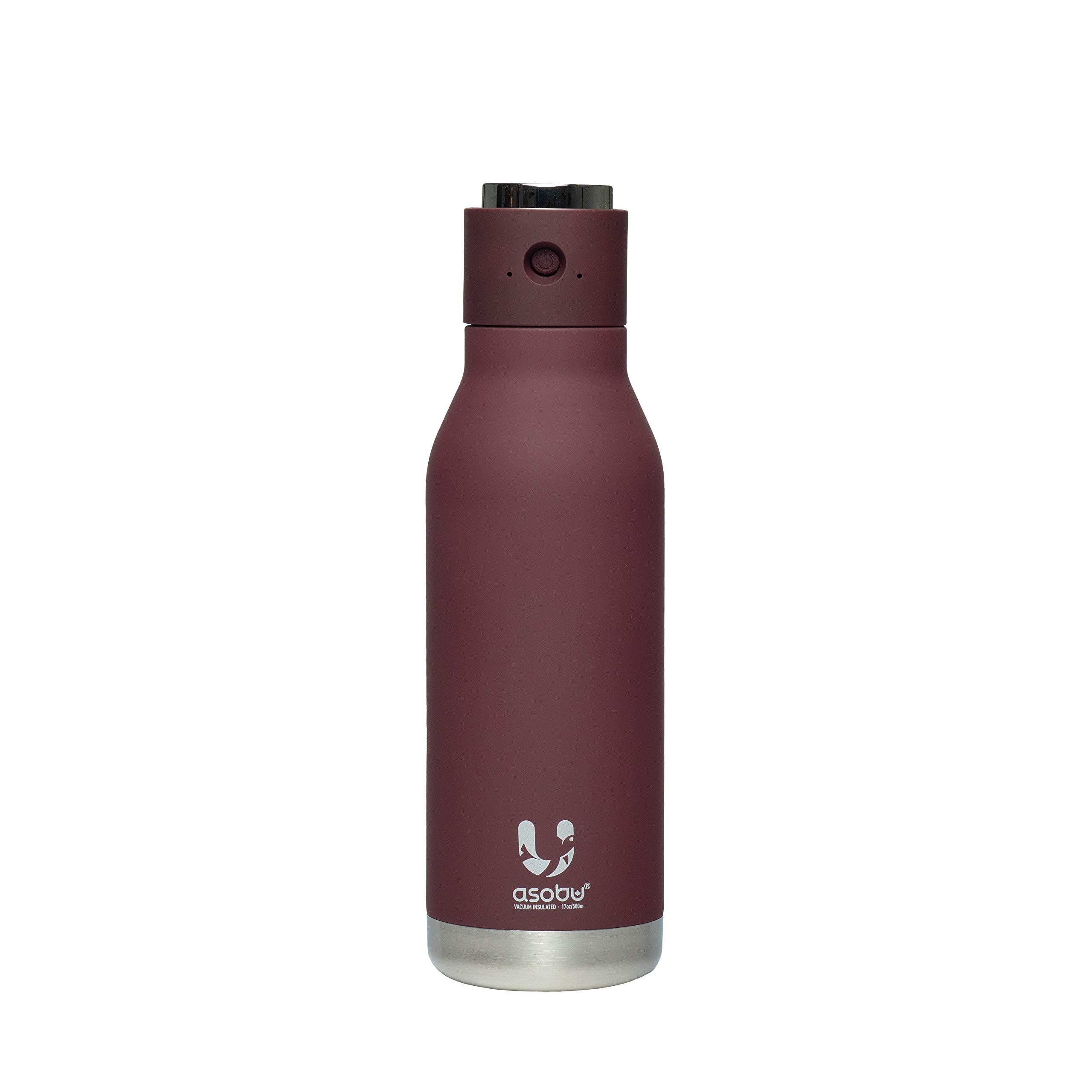 Asobu Wireless Speaker Double Wall Insulated Stainless Steel Water Bottle 17 Ounce (Burgundy)