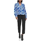 Calvin Klein Womens Long Sleeve Faux Wrap Blouse Top