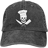 Unisex Skull-Chef Cooking Skull Vintage Jeans Adjustable Baseball Cap Cotton Denim Dad Hat