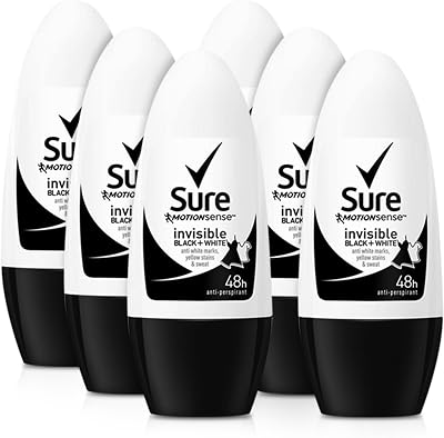 Sure Women Crystal Invisible Antiperspirant Roll On Deodorant 6 x 50ml White