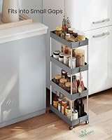 SONGMICS 4-Tier Storage Trolley with Wheels Dove Grey KSC010G01 86 cm view 3