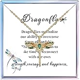 MollyQueen Gold Dragonfly Necklace - Dragonfly Lover's Inspirational Animal Gift