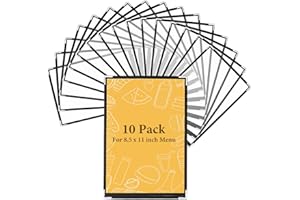 CYEAH 10 Pcs Restaurant Menu Covers, Menu Sleeves 8.5 x 11 Inch, Single Page 2 View Menu Covers Book, Leather Menu Holder Menu Sleeves for Outdoor/Indoor, Restaurant, Bars, Cafes - Black