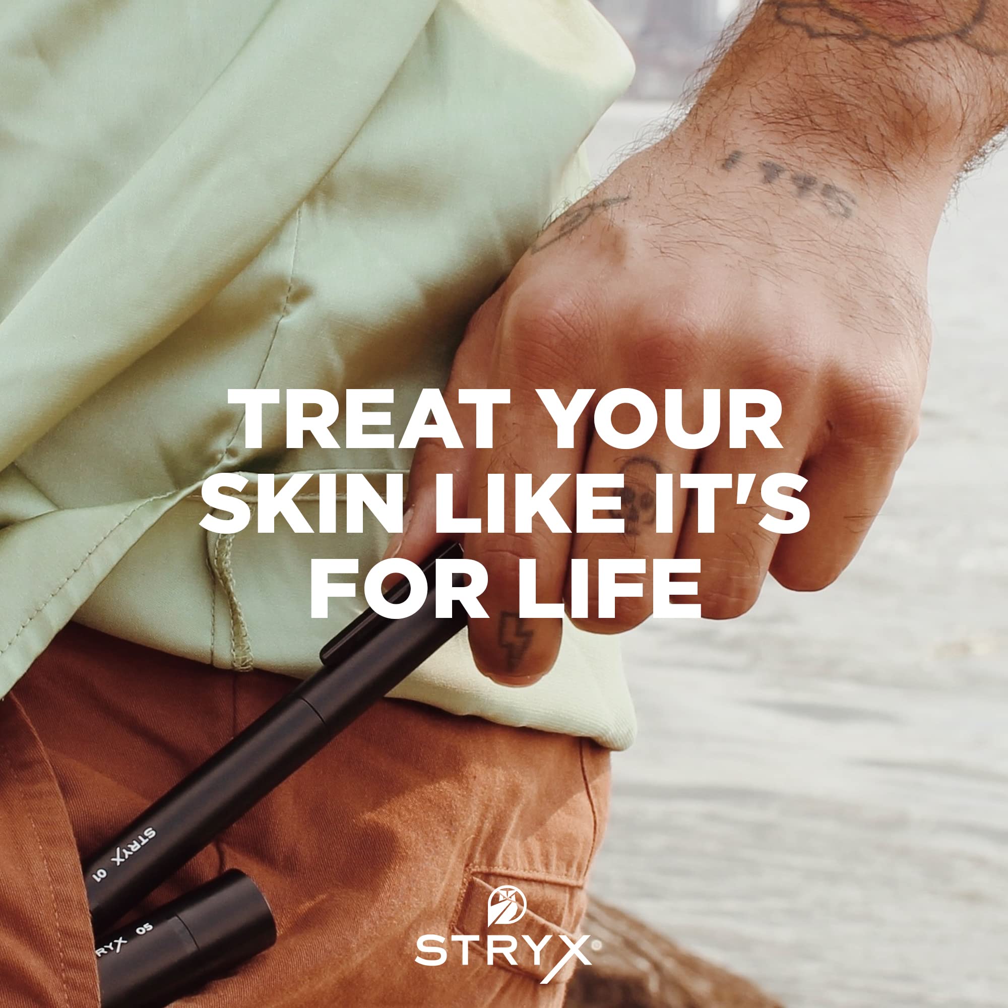 Stryx Concealer Stick Tool for Men, Light Cognac - Natural Pigments Hides Imperfections, Acne, Razor Burns, Scars, & Rosacea - Highly Adaptable Shades for Easy, Undetectable Coverage - All Skin Tones