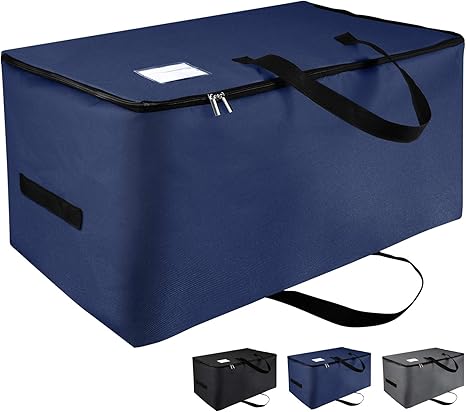 Amazon Ihomagic布団袋 100l大容量 収納バッグ ストレージバッグ ボストンバッグ 折りたたみ可能衣類ケース ダブルジッパー 持ち手付羽毛ふとん布団収納袋 省スペース幼稚園お昼寝布団収納袋 寝室収納 整理 引越し 長さ70cm 幅42cm 高さ35cm ネイビーブルー ふとん