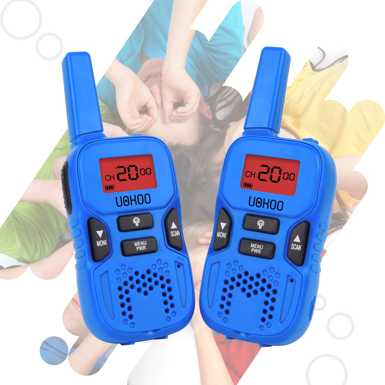 UOKOO Kids Walkie Talkies, Walkie Talkies for Kids 22 Channel FRS/GMRS Two Way Radio Up to 3KM