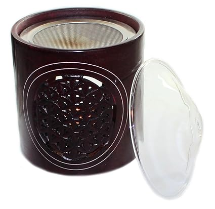 budawi® - Duftstövchen Aromalampe mit Edelstahl-Sieb Blume des Lebens Räucherstövchen Räucher-gefäß aus Speckstein, Duftlampe
