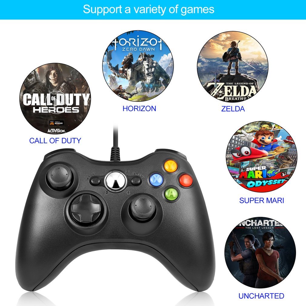 Gamepads Nero Joystick Controller Gamepad USB Maneggevole Adatto per PC