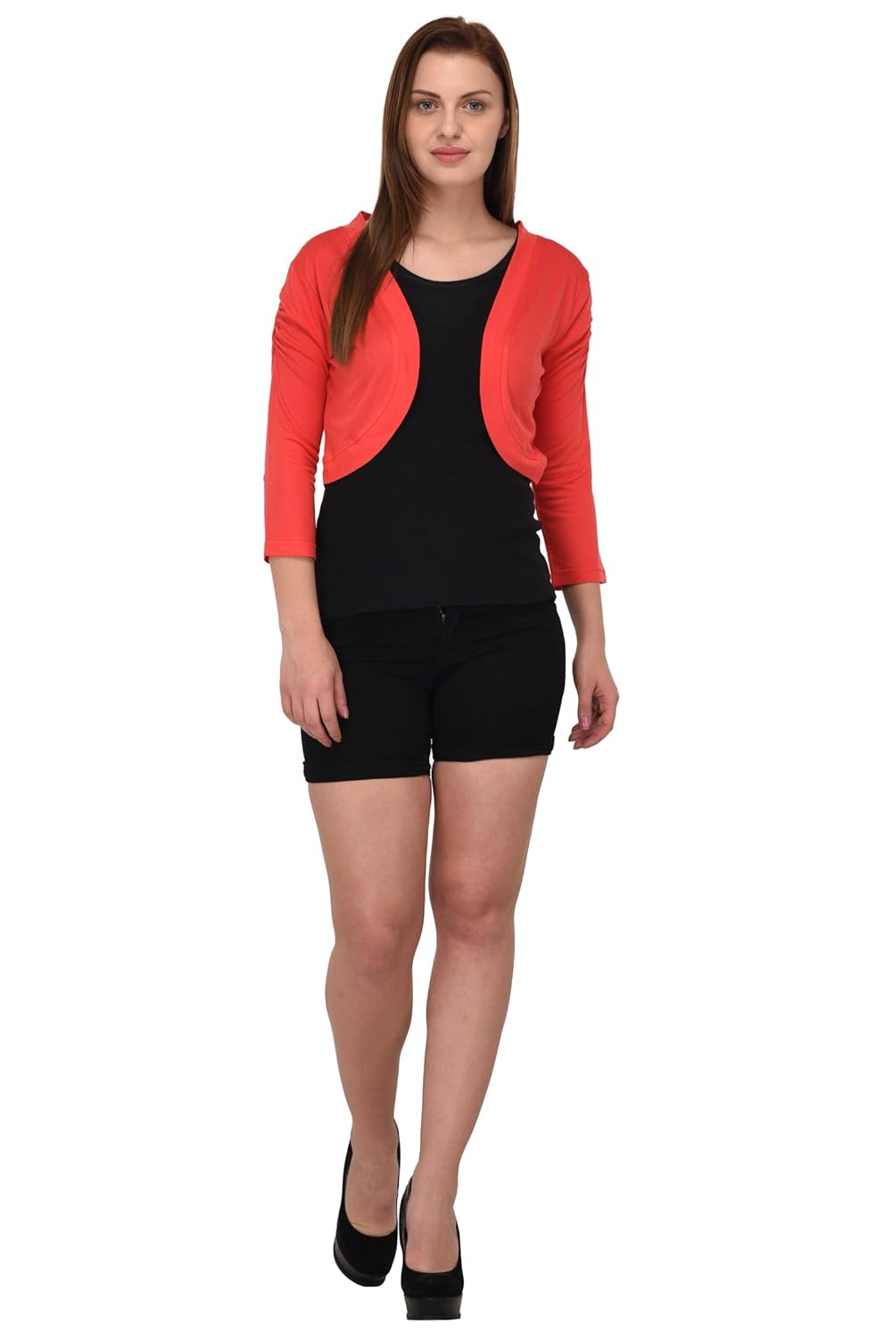 espresso women's 3/4th sleeve stylish shrug open cardigan