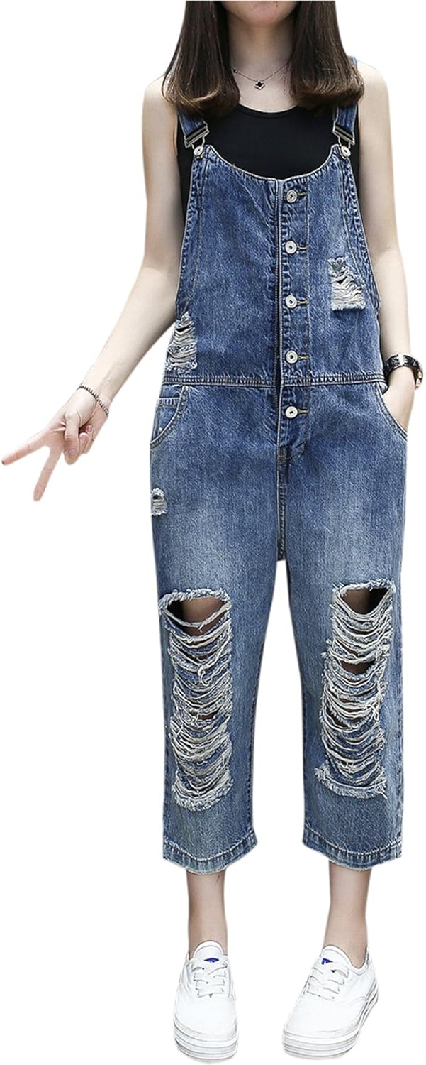 baggy ripped overalls