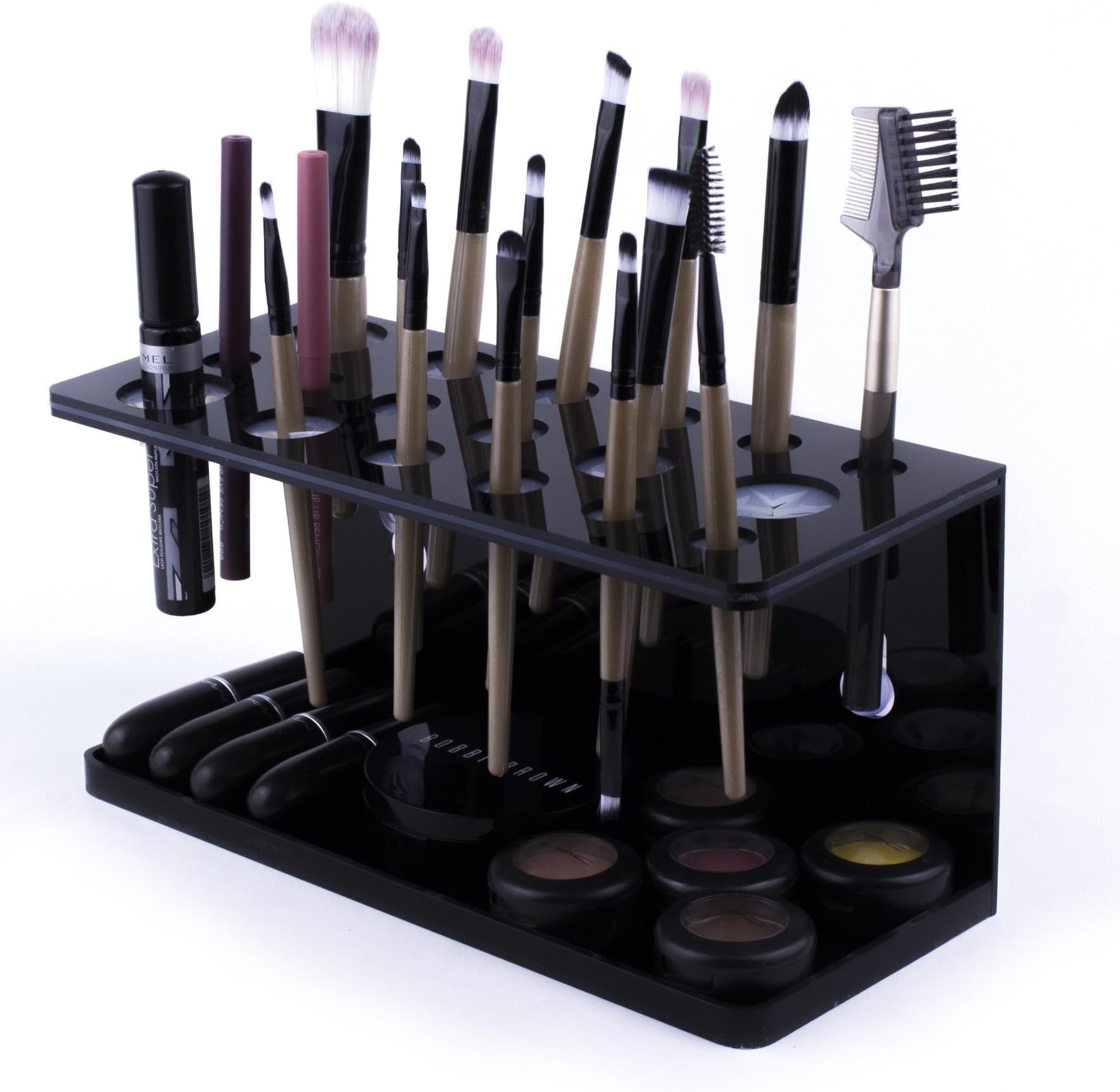 Makeup Brush Organiser, Makeup Brushes Holder & Makeup Brush Drying Stand/Rack/Case/Box with Makeup Organiser Storage Tray